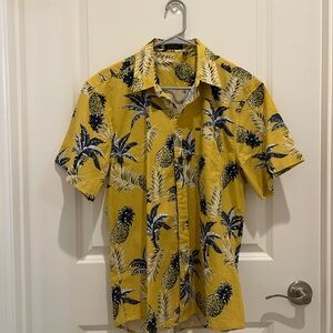 All cotton Tropical Yellow Pineapple Men's Shirt